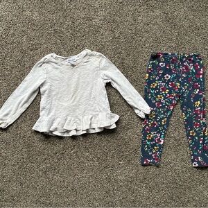 Splendid Toddler Girl Matching Gray Top and Floral Legging Set, Size 2T